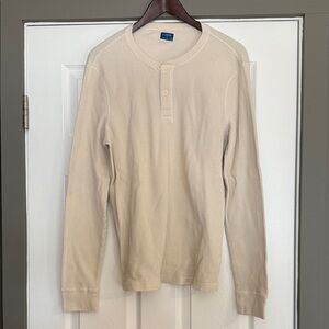 J. Crew Men's Cream White Waffle Long Sleeve Henley